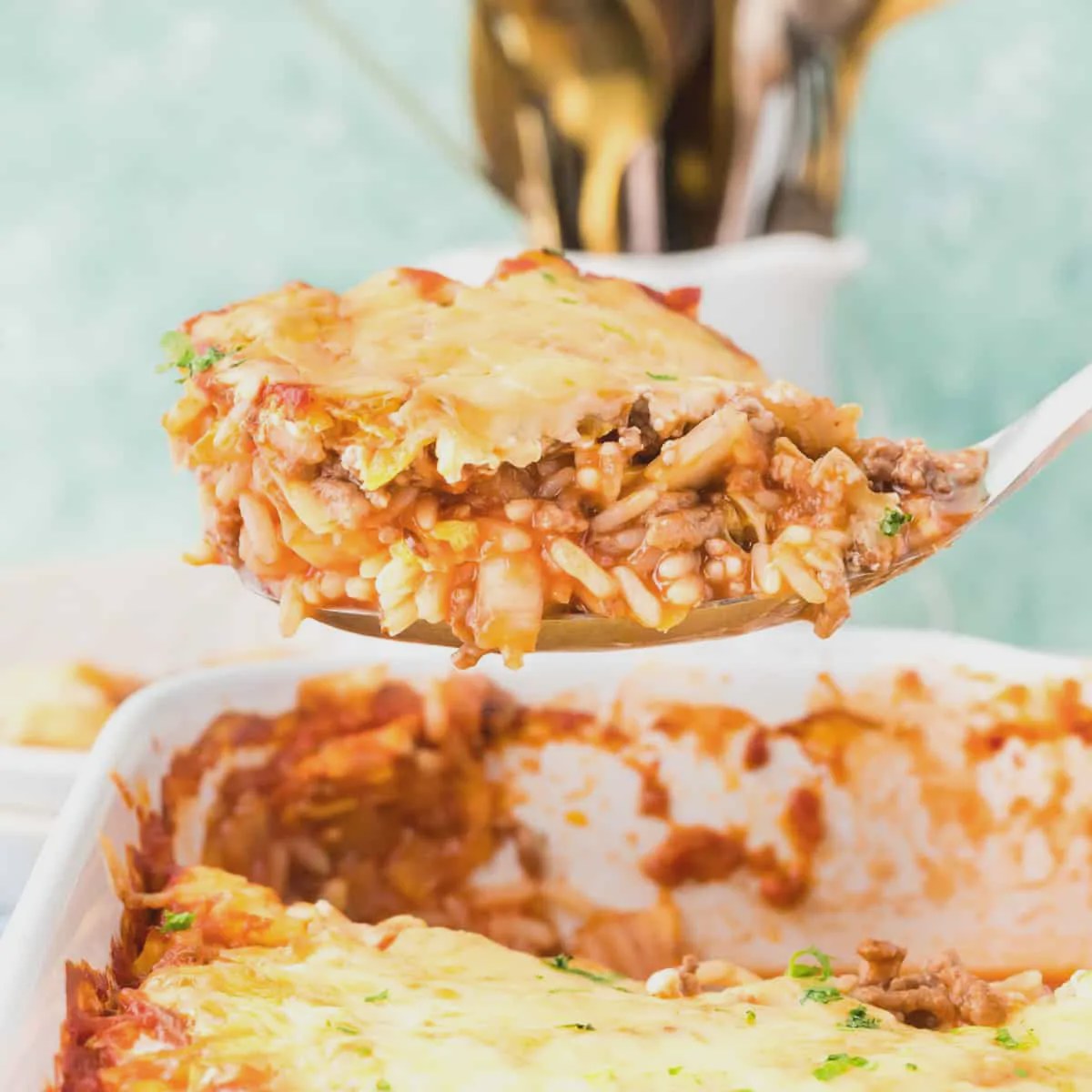 Reisauflauf mit Hackfleisch und Weißkohl