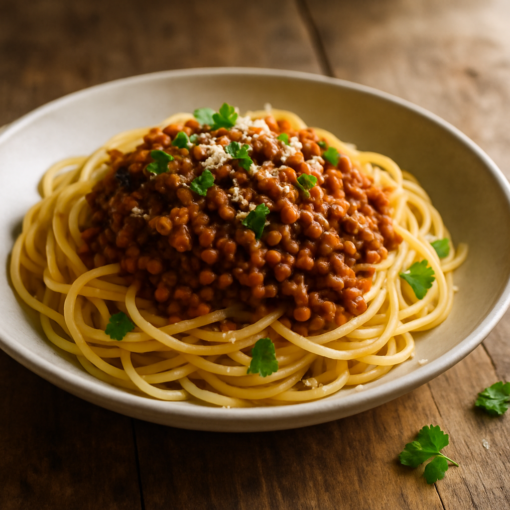 Spaghetti mit Linsen-Ragù