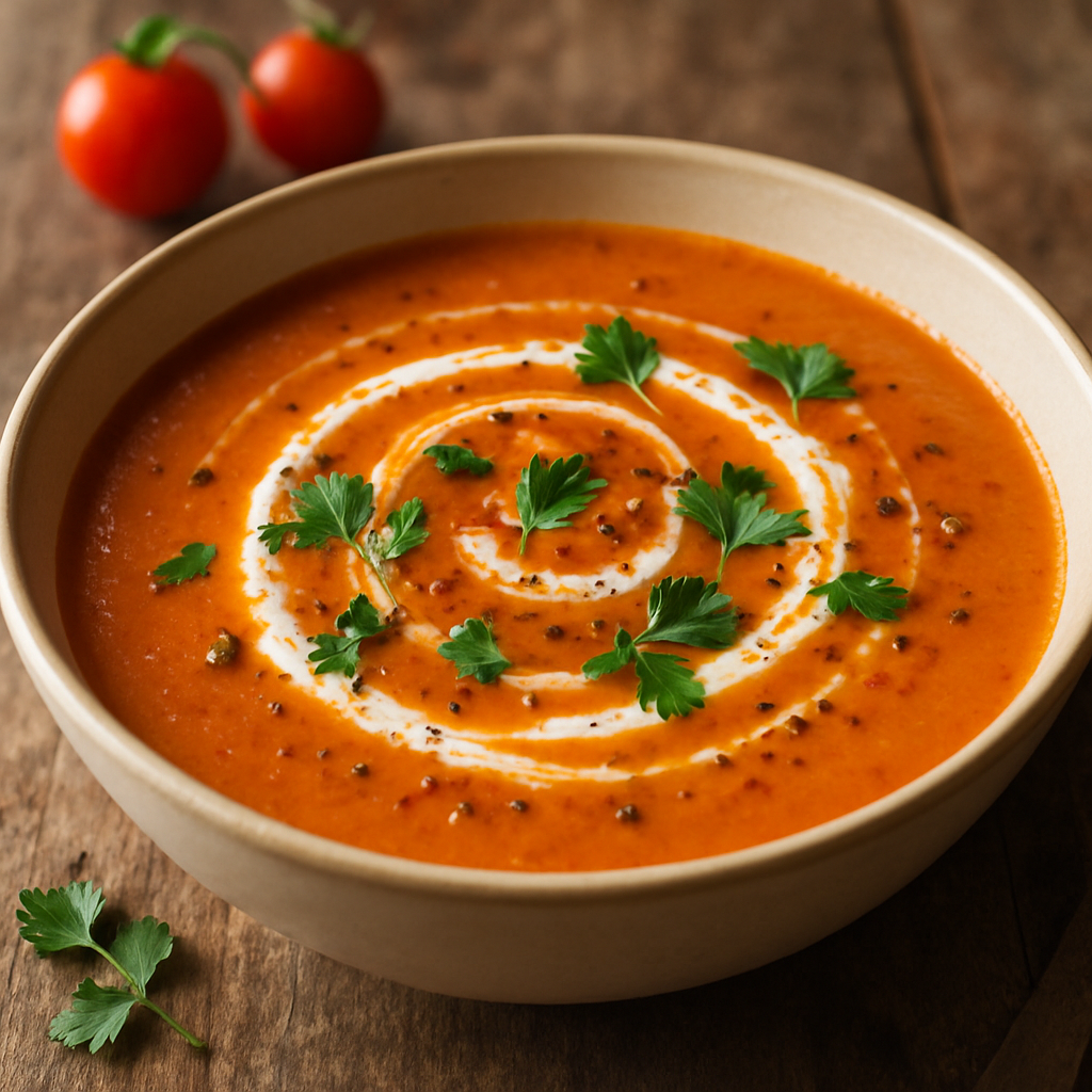 Herzhafte Tomatensuppe mit Kochsahne