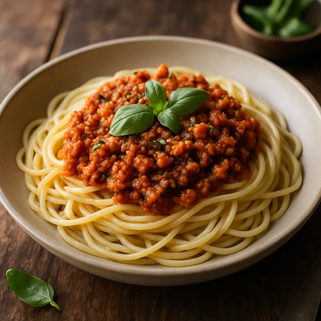 Soja-Bolognese mit Spaghetti